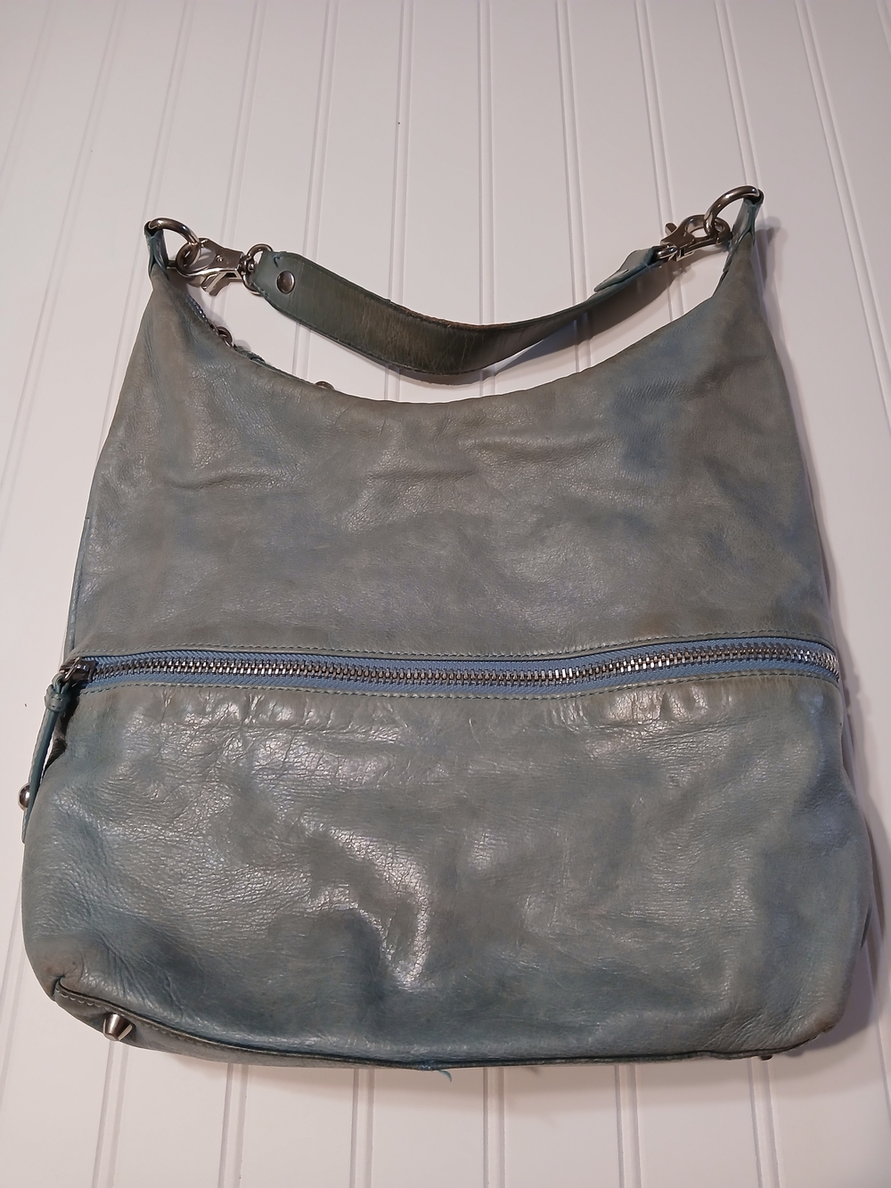 HOBO Dusty Blue Leather Hobo Bag